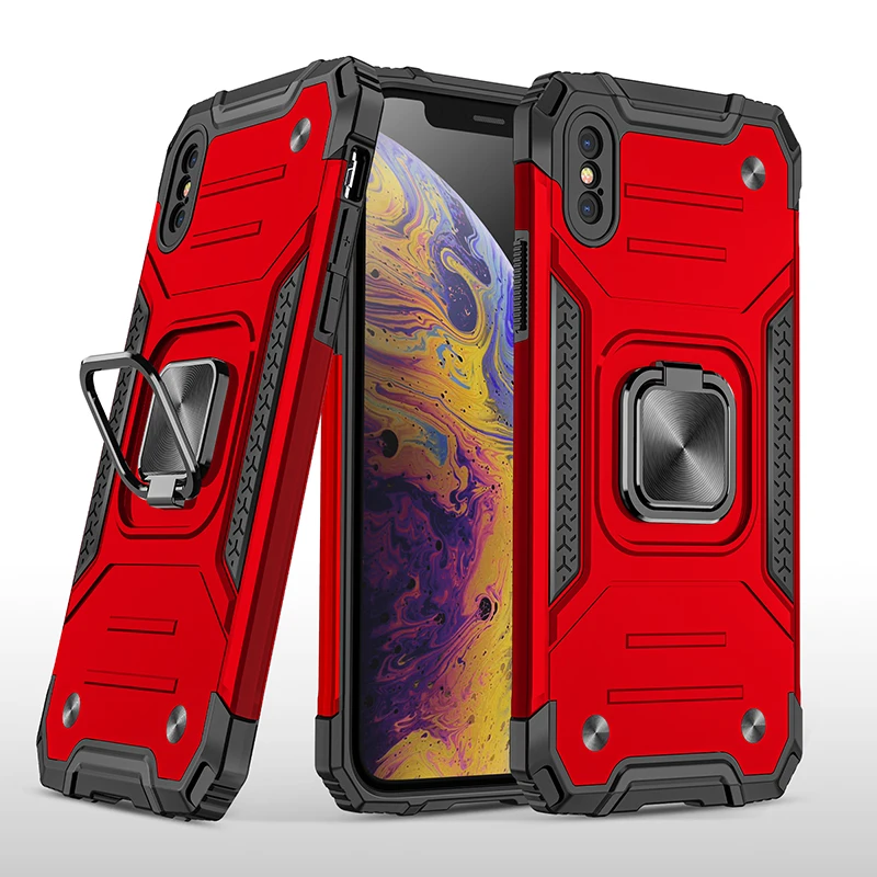 Heavy Duty Car Magnet Shockproof Armor Case For iPhone 12 13 mini 11 Pro 6s 6 7 8 Plus X Xr Xs Max Cover 360 Ring Stand Holder | Мобильные