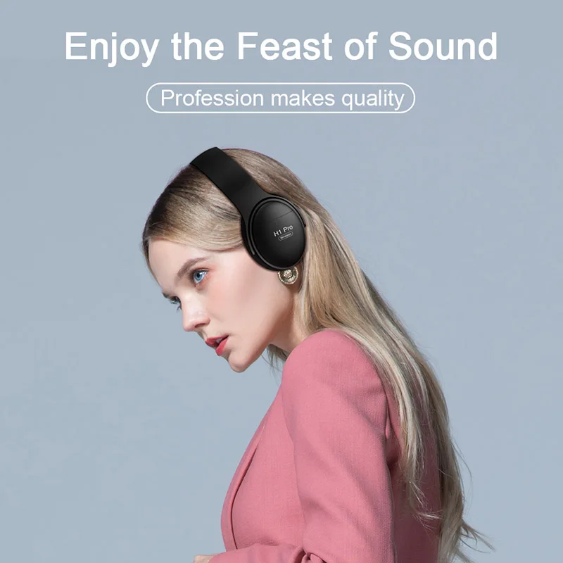 H1 Bluetooth Headphones Wireless Headset Stereo Over ear Noise Canceling Earphone Gaming Headset with Mic Support TF Card