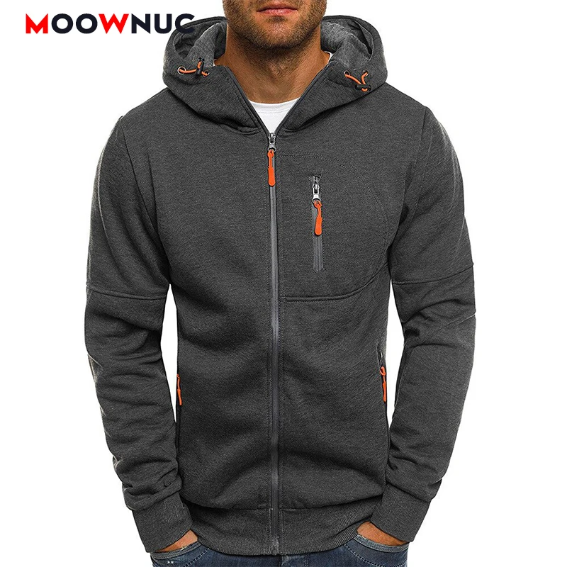 Prix Streetwear homme sweats à capuche Cardigan chapeau solide mince automne Hombre décontracté hip hop mince rue robe mode à capuche MOOWNUC Jogge