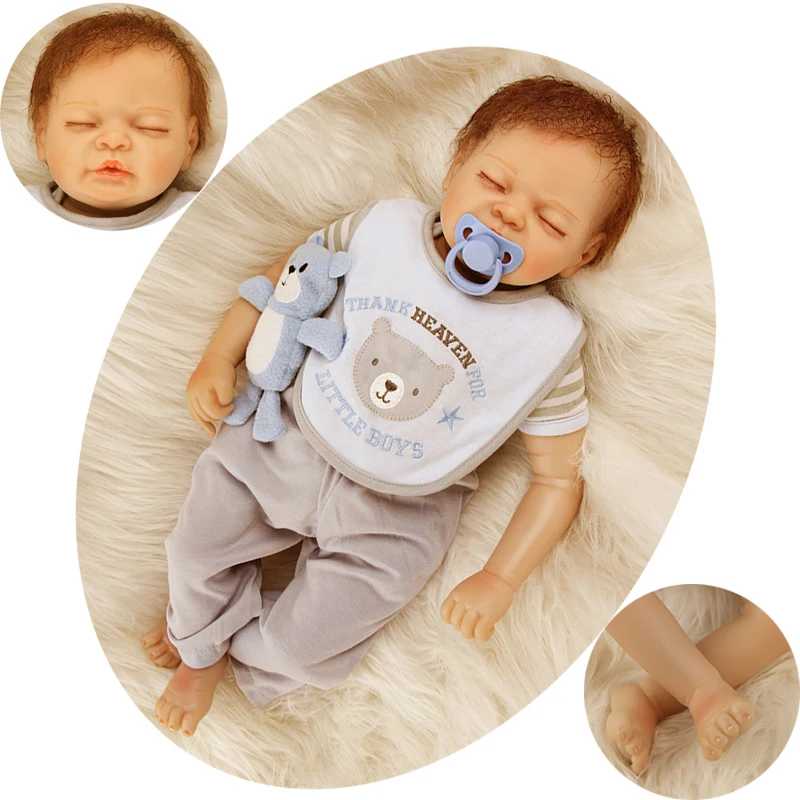 

ZIYIUI Toy Dolls For Childhoon 55 Cm Made Of Soft Silicone Vinyl Realistic Colsed Eyes Babies Boy Bedtime Toys
