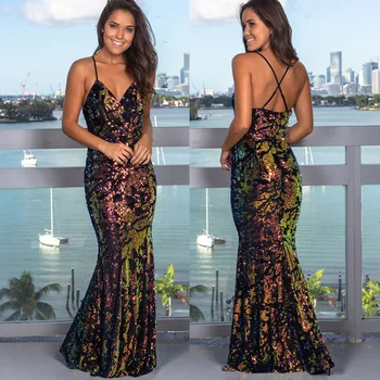 

BacklakeGirls Ever Pretty Gradient Long Evening Dress Backless Gradual Change Color Sequin Mermaid Party Gowns платье выпускное