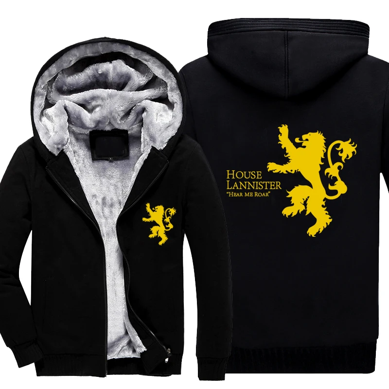 

Winter Coat Game of Thrones House Lannister Lion Print Cotton-Padded Casual Warm Coat Men Hoodies Zipper Hoodie Mens Clothing