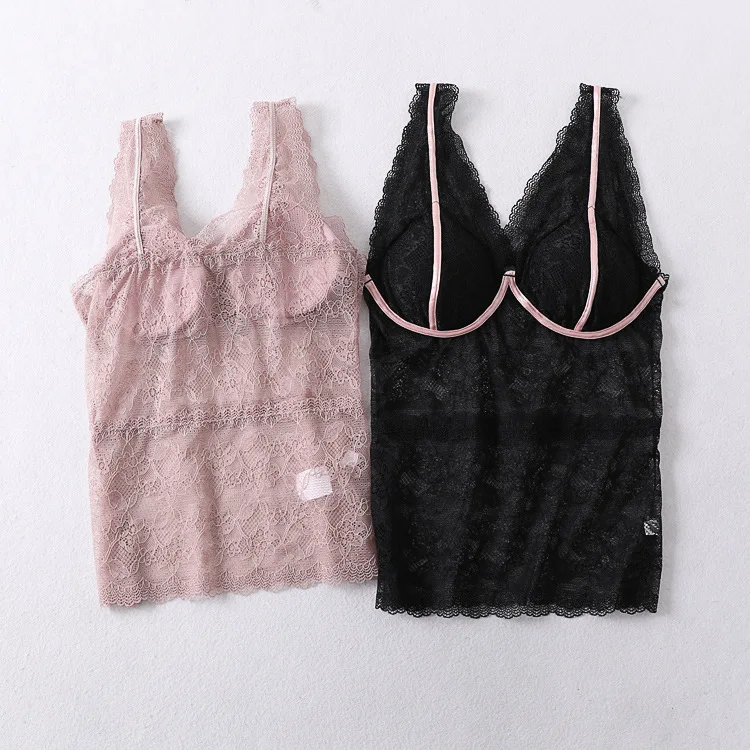 

A Generation of Splittable Chest Pad Full Lace Crochet Elasticity Slim Fit Vest Entity