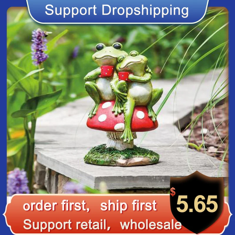 Забавная лягушка парная садовая статуя двор искусство Милая Фотополимерная для