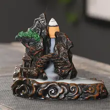 

Creative Resin Smoke Waterfall Incense Burner Mountains Rivers Incense Burner Holder Censer Aromatherapy Home Decor Accessaries