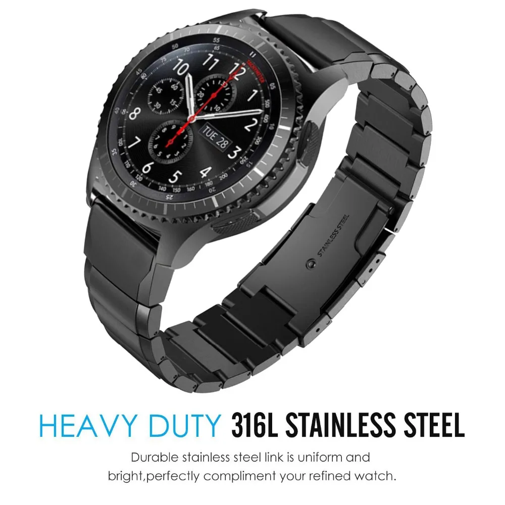 22 мм 20 мм ремешок для часов samsung Galaxy Watch 42 46 мм Amazfit Bip Pace Motor 360 ремешок из нержавеющей стали gear S3 S2 Classic Garmin