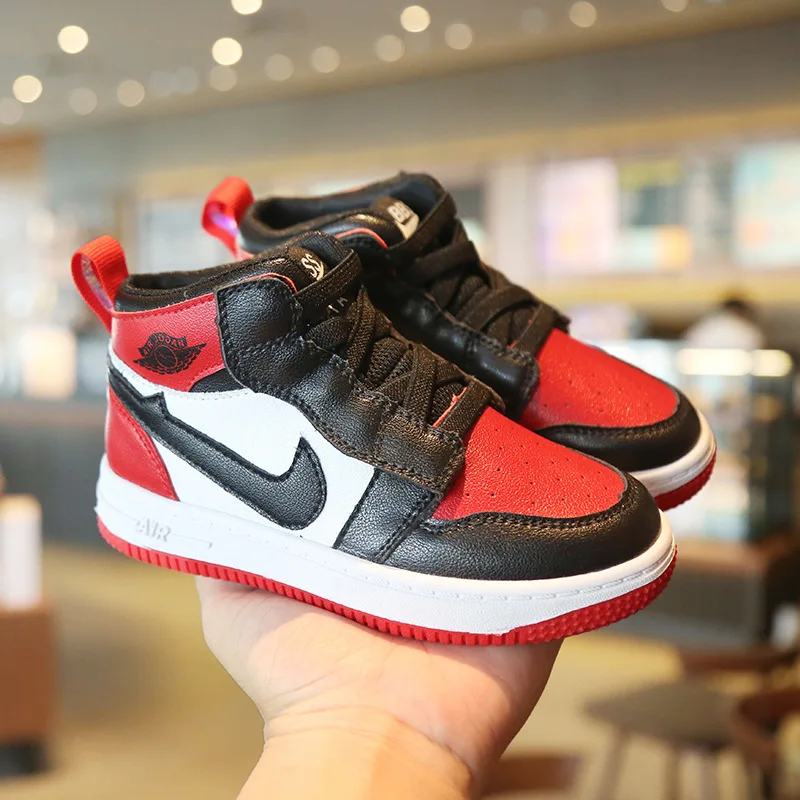 Ins super fire/детская обувь для мальчиков и девочек с мягкой подошвой; повседневная спортивная баскетбольная обувь для мальчиков; нескользящая обувь - Цвет: Красный