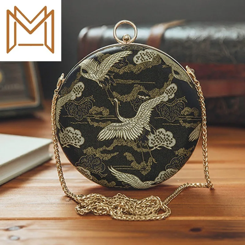 

Manual Real Case Gold Package Dinner Messenger Single Shoulder Small Circle Package Woman