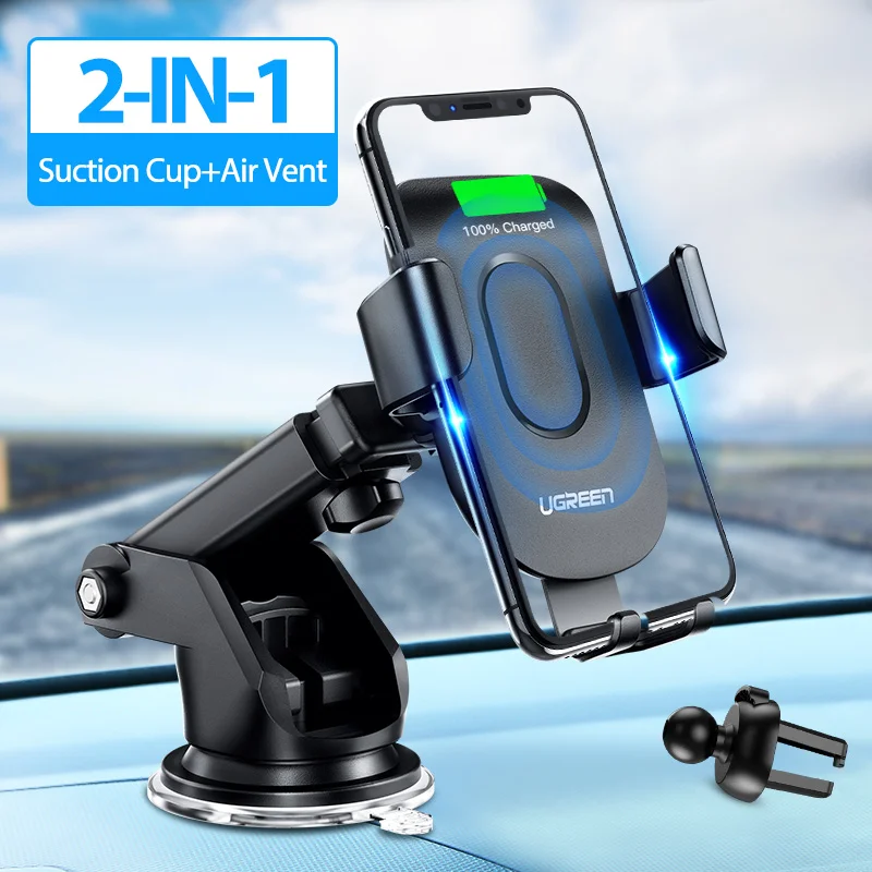 2 in 1 style Ugreen Qi автомобильное беспроводное зарядное устройство 7,5 Вт для iPhone 11X8 samsung Xiaomi автомобильное крепление быстрая Беспроводная зарядка Автомобильный держатель для телефона зарядное устройство - Цвет: 2 in 1 style