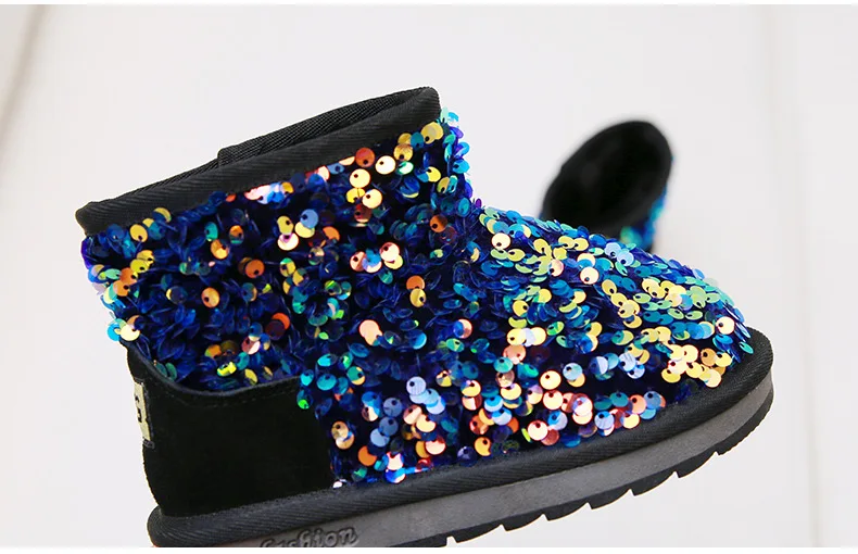 Claladoudou, 14,5-19 см, брендовая зимняя обувь с блестками для малышей, резиновые сапоги для девочек, детские зимние сапоги для мальчиков