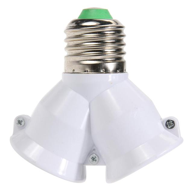 In 1 Double E27 Socket Base Bulb Extender Splitter Contact Adapter Converter Plug Halogen Light Lamp Bulb Holder Copper