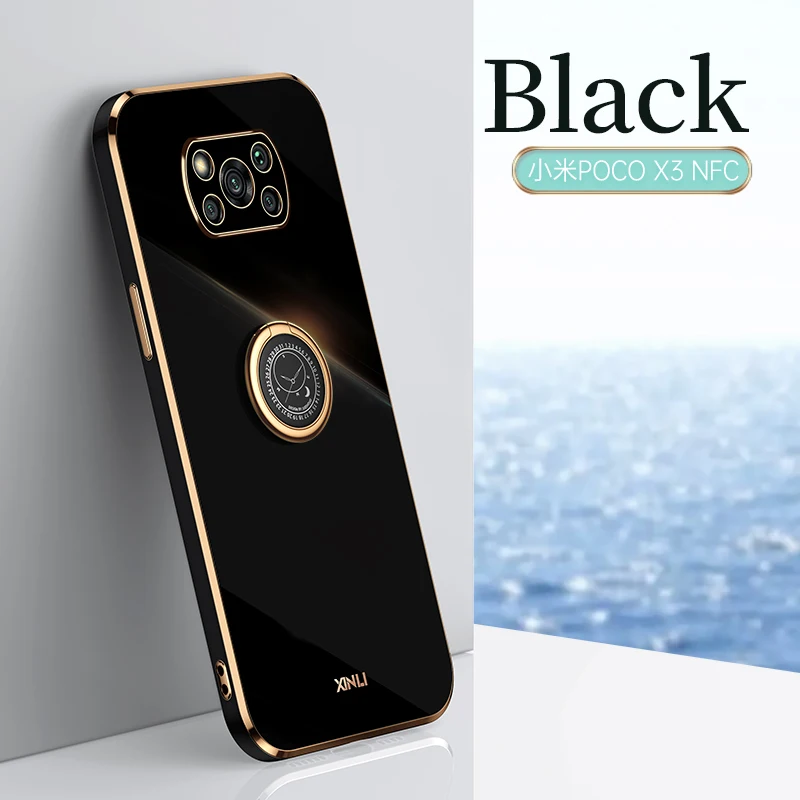 Mobiox Case for Xiomi Redmi Note 10 11 Poco X3 NFC F3 GT M3 X3 Pro 5G 11t 10t pro 10 lite Plating Silicone Ring Stand Cover Case