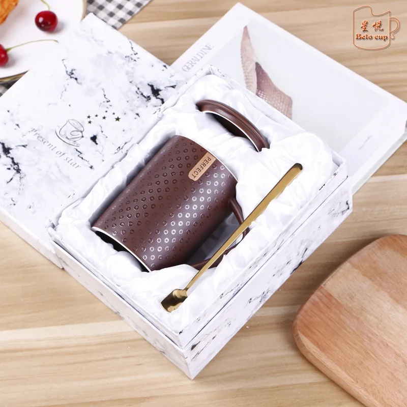Brown 01 Из европейской керамики подарочная упаковка для чашки, чашки для чая и кружки, кружка для молока, кофе, кружка для дома, посуда для напитков, чашка для воды, офисный бизнес, подарок для друга, Прямая поставка - Цвет: Brown 01