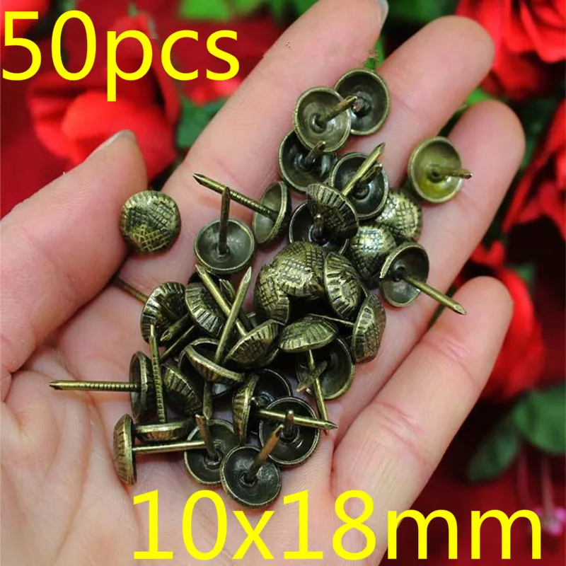 

50PCS 10x18mm Antique Turtle Back Pattern Carved Nail Decorative Upholstery Tacks Stud Wooden Box Case Furniture Nails Pushpin