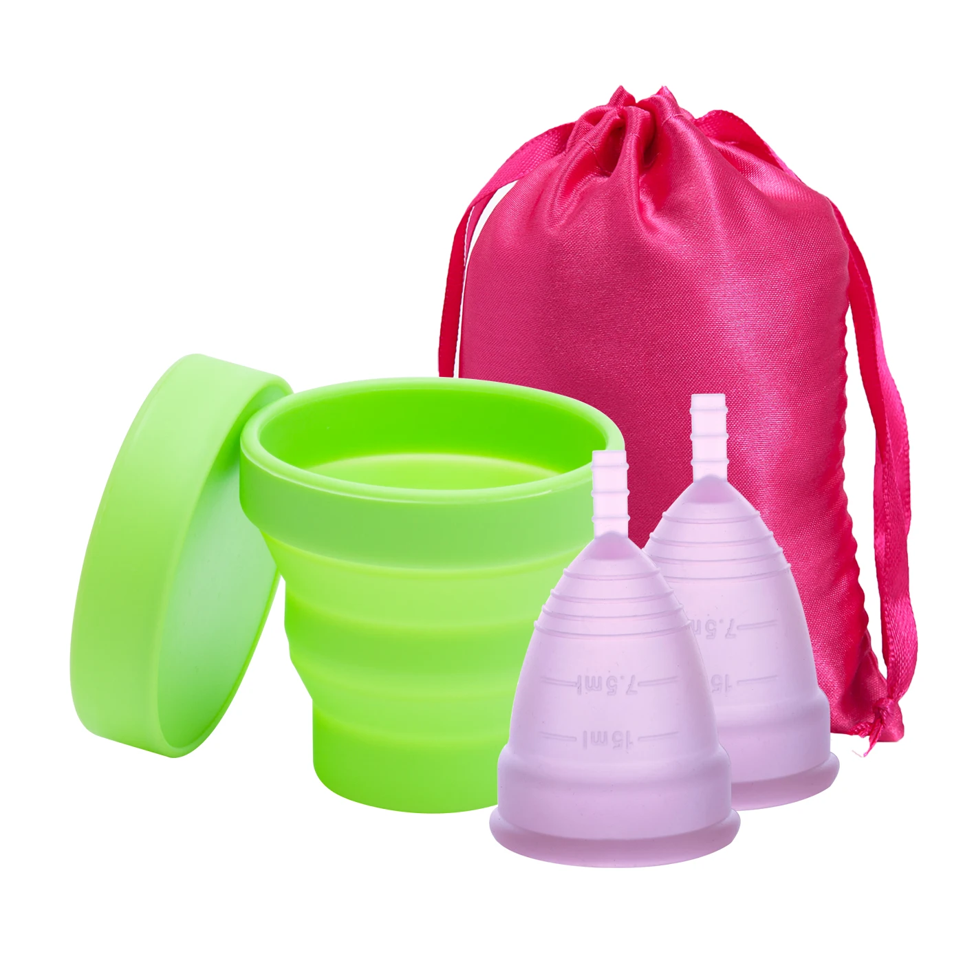 20CupPurp-10SterGree 20 шт. набор менструальных чашек для женской гигиены, стерилизатор менструальных чашек, медицинские силиконовые менструальные чашки, стерилизатор менструальных чашек - Цвет: 20CupPurp-10SterGree
