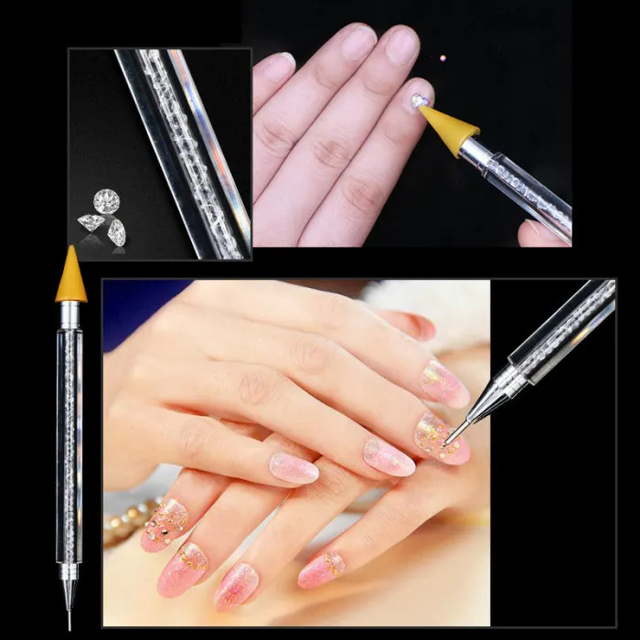 Двухсторонний воск для ногтей Cyrstal pick er Dotting Pen акриловая ручка Gem pick Up аппликатор инструмент JS11