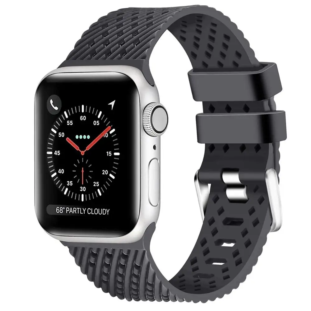Силиконовый ремешок для Apple watch 44 мм 40 мм 4 5 iwatch 38 мм 42 мм ромбический узор браслет для часов Apple watch 4 3 2 38 - Цвет ремешка: gray