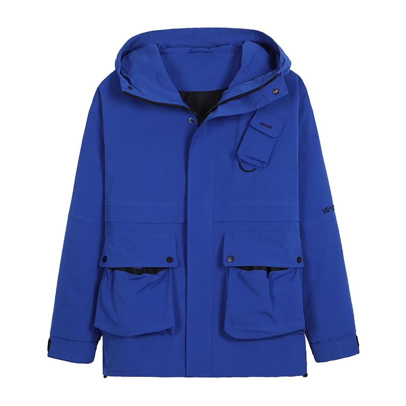 Pioneer Camp Мужская ветровка с капюшоном Фиолетовый королевский синий Повседневная Techwear Женская куртка-бойфренд Anorak AJK908158T - Цвет: Синий