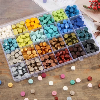 

Octagonal Sealing Wax Tablet with Box Vintage DIY Envelope Seal Stamp Wax Beads Vintage Craft Decor Card Making Tools