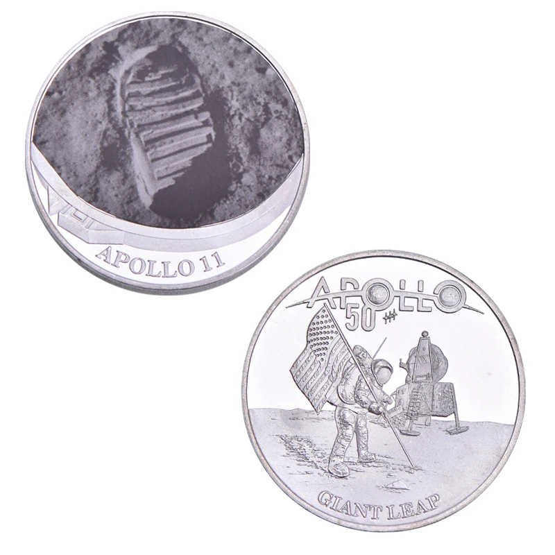 WR Apollo 11 50th Anniversary серебряные коллекционные монеты с держателем для монет оригинальная монета для вызова медаль США коллектор дропшиппинг - Цвет: coin 4