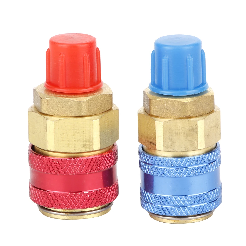 

2pcs/set R134A High Low Pressure Straight Quick Coupler Connector Car A/C Refrigerant Adapter Car Repair Tools