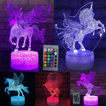 

16 Color Unicorn Dinosaurs 3D LED Night Lamp Table Night Lamp Touch Remote Table lLamp Home Decoration For Baby Christmas Gift
