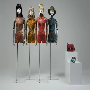 

4style Acrylic electroplating printing female mannequin body dress hand Mannequin,flexible women,adjustable rack,doll 1PC D317