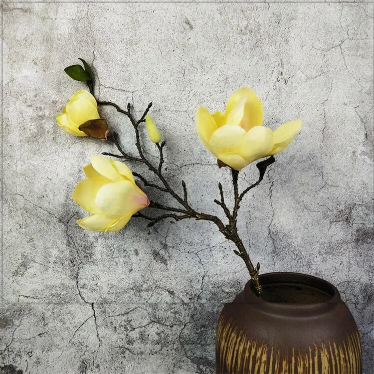 Поддельная Магнолия цветок(3 стебля/шт) 29,5" длина имитация Ретро магнолии для дома Свадебные Декоративные искусственные цветы