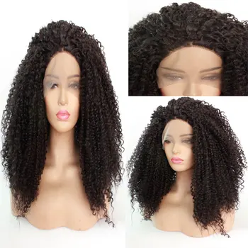 

Dark Bown Deep Kinky Curly Synthetic 13*3 Lace Front Wig Heat Resistant Fiber Hair Natural Hairline Free Parting For Women Wigs