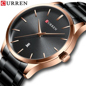 

Casual Business Watches for Men Classic Black Watch Top Brand CURREN Quartz Clock Male Stainless Steel Band Wristwatch