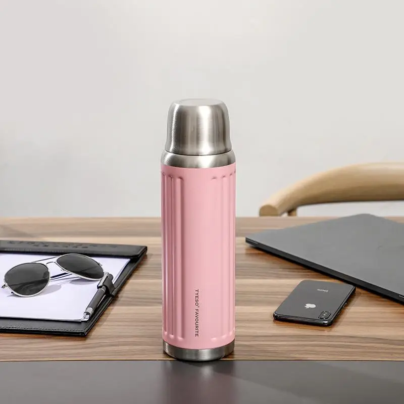 Высокое качество Dubbele Wand Rvs Термокружка термос Koffie Thee Melk Mok Термокружка Geschenken - Цвет: Pink