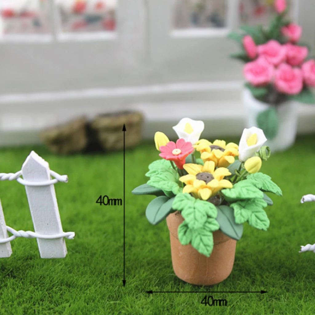 1/12 Doll House Flower Plant Model, Fairy Garden/Bonsai Landscape/Photo Props Garden Decoration (Sunflower)
