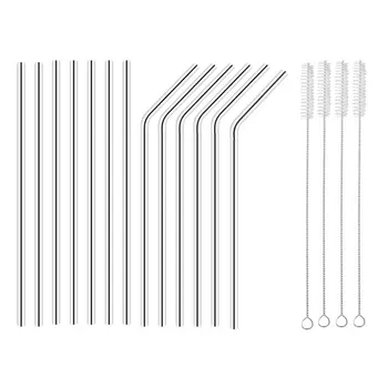 

304 Stainless Steel Scratch-Resistant Straw Set Paper Card With Cleaning Sweep Curved Stainless Steel Straw Set