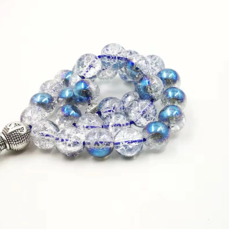Популярные хрустальные бусины tasbih синие Бусины с кожаной кисточкой новый стиль