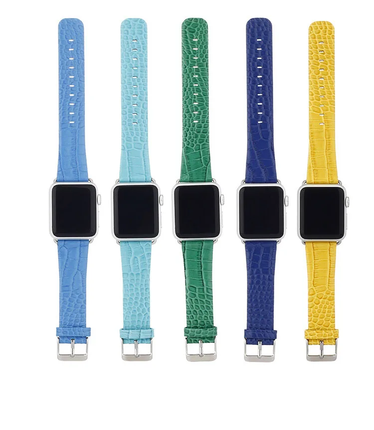 Apple Watch, ремешок 42 мм, 38 мм, 40 мм 44 из крокодиловой кожи кольцо ремешок для наручных часов iWatch, ремешок Спортивные пряжка на ремешке 1/2/3/4/5 с ремешком