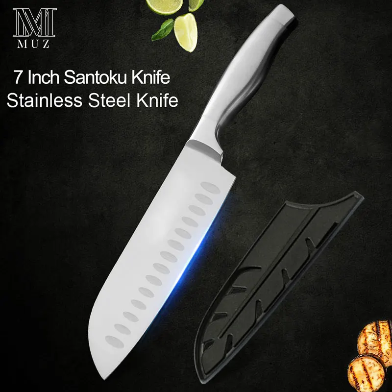Набор кухонных ножей из нержавеющей стали для шеф-повара, очень острое лезвие, кухонные ножи высшего качества, кухонные принадлежности, инструменты для приготовления пищи - Цвет: 7 inch Santoku Knife