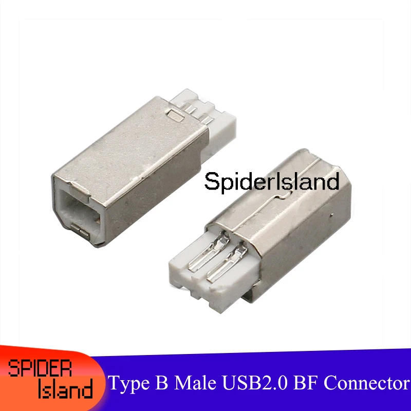 Conector USB 1000 macho tipo B impresora de datos, piezas, blindaje macho, soldado tipo BF, 4 pines|Conectores y cables de ordenador| - AliExpress