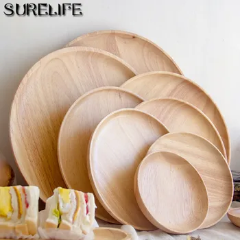 

Round Wooden Plates High Quality Acacia Wood Serving Tray Cake Dishes Tableware Plate for Dessert Salad 8 Sizes Wood Utensils