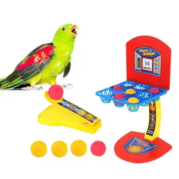

Bird Intelligence Mini Basketball Stands Hoop Set Birds Basketball Game Desktop Table Parrot Educational Training Toy for Macaw