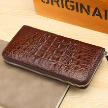 Cartera de piel auténtica de cocodrilo para hombre, billetera de cuero genuino de cocodrilo, larga, con más funciones, paquete manual, gran oferta, envío gratis
