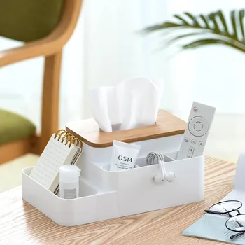 

Home Multifunctional Storage Tissue Box Office Desk Living Room Cosmetic Multi Purpose Storage Box Classification Tissue