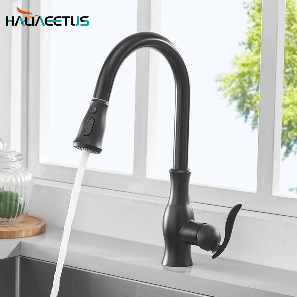 360° Swivel Brushed Nickel Single Handle Pull Out  Kitchen Sink Faucet Mixer Tap 