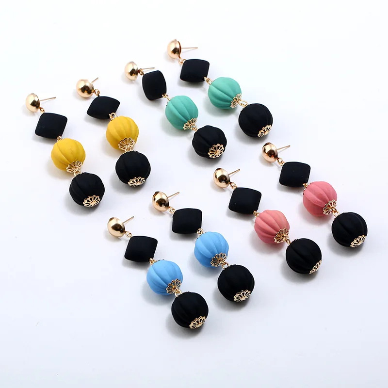 Creative pumpkin Halloween ball earrings with Europe and the United States sell like hot cakes hitting scene circle stud earring | Украшения