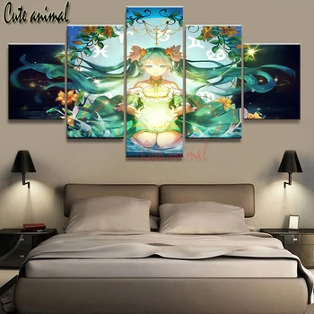 

5 Pieces Hatsune Miku Paintings Anime 5D DIY Diamond Painting Full Round Drill Diamond Embroidery Cross Stitch wall decor art