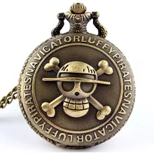 Антикварные Бронзовые пиратский череп цельные Кварцевые Ретро карманные часы с цепочкой ожерелье часы мужские relogio