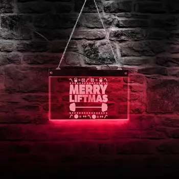 

Merry Liftmas Funny Weight Lifting Fitness LED Neon Sign Weight Lifter Christmas Gift Multi-Color LED Lighting Wall Art Light