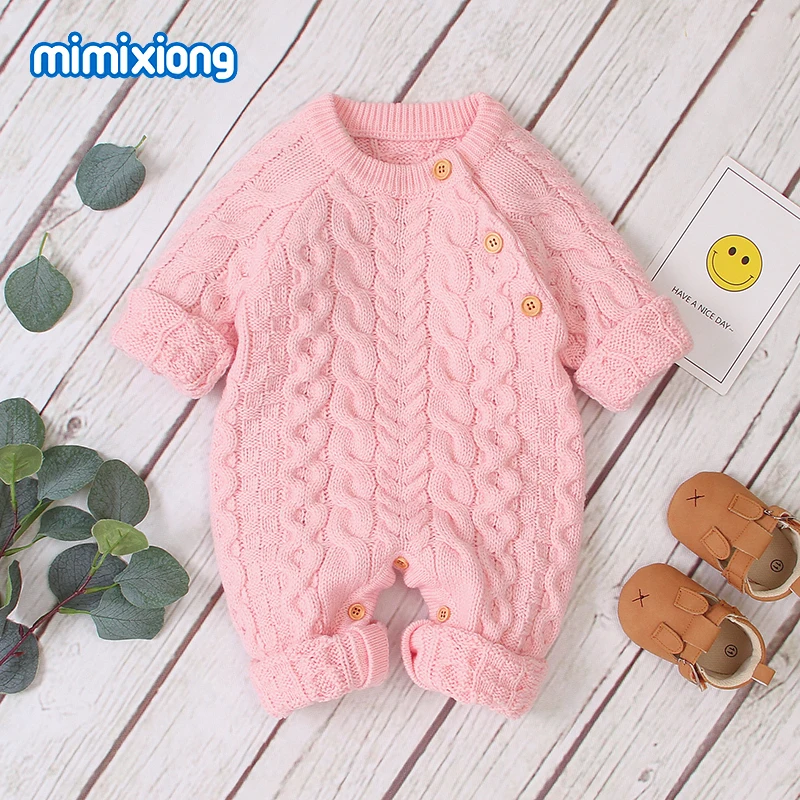Baby Rompers Knitted Clothes Winter Thick Warm Newborn Boys Girls Jumpsuits Long Sleeve Toddler Infant Outfits Children Sweaters