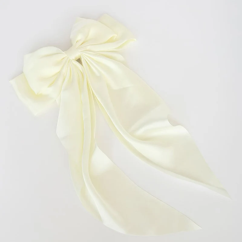 hair ties for women Ivory Hair Bow Large Satin French Bow Hairpins Barrettes for Women Girls Long Oversized Bow Hair Clip Hairgrip head wrap for women