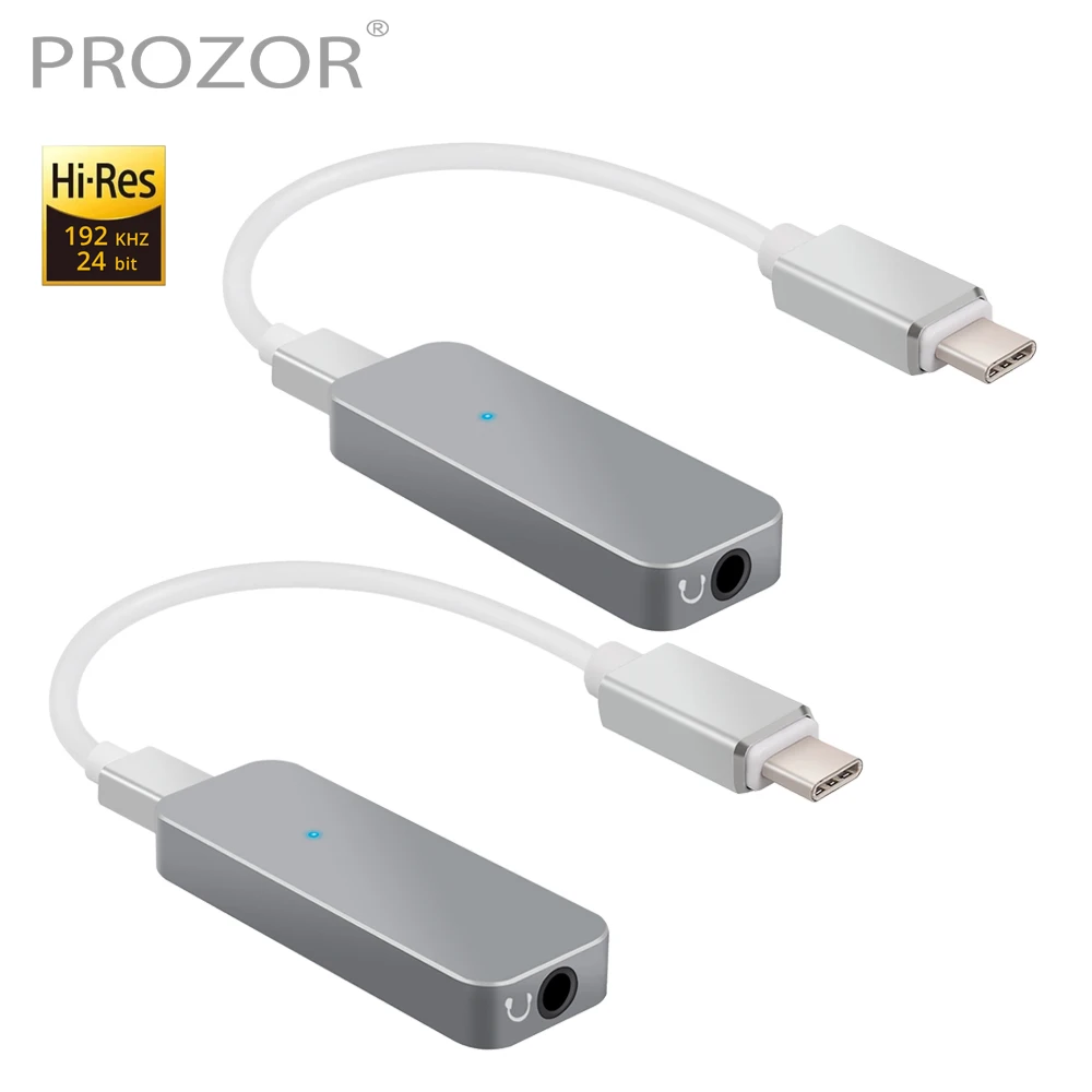 PROZOR 2 Pcs 192kHz Portable DAC Converter Headphone Amplifier USB C Type C to 3 5mm Headphone Adapter for iphone Android Phones