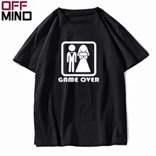 COOLMIND Pure cotton summer loost game over funny men T shirt casual cool men tshirt short sleeve t-shirt men tee shirts FU0162